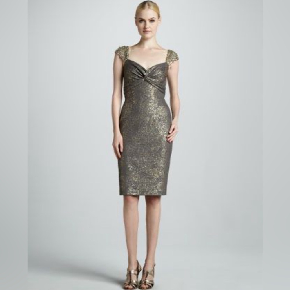 David Meister | Embroidered Cap Sleeve Cocktail Dress | Size 8